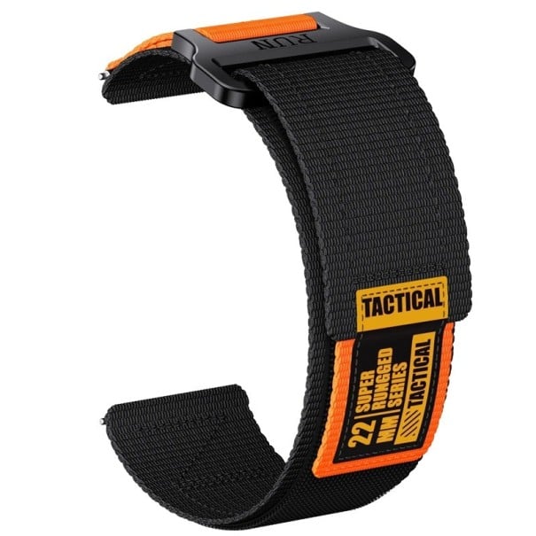 Řemínek na hodinky 22 mm pro Garmin S40 Vivomove HR Vivoactive 3 Venu Venu SQ Forerunner 55 245 645 Music Move 3 Move Luxe Nylonový univerzální pásek černo-oranžová