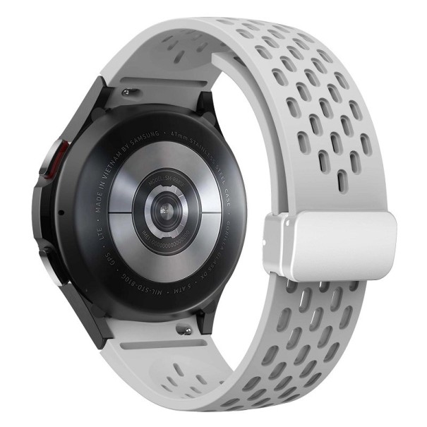 Řemínek na hodinky Samsung Galaxy Watch 4/6 Classic Silikonový řemínek na hodinky s bílou přezkou šedá