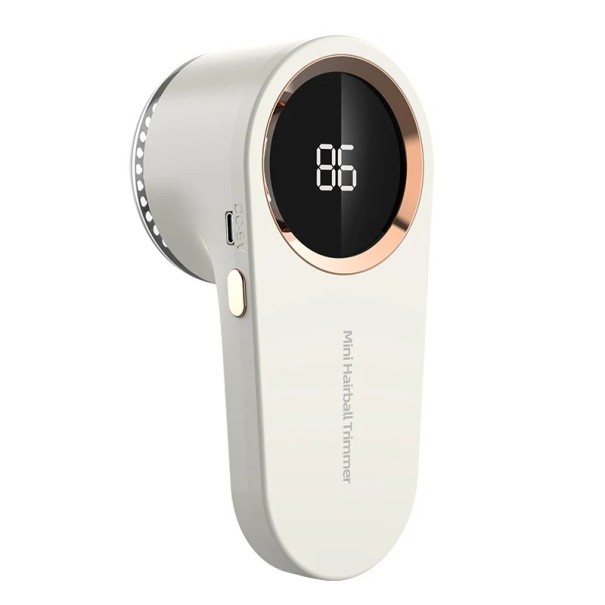 Removedor de pelinhos elétrico com bateria recarregável de 500mAh, 6 lâminas de aço inoxidável, carregamento rápido, ecrã LED, design creme