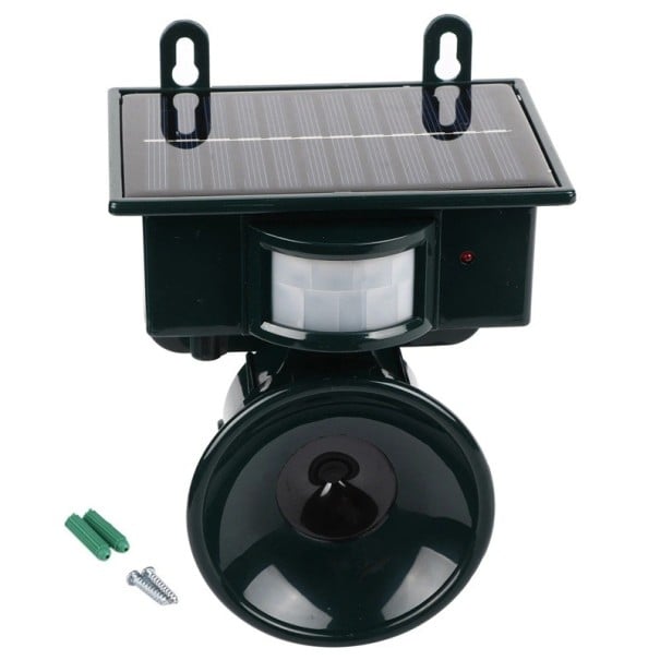 Repelent ultrasonic pentru animale cu senzor de mișcare panou solar frecvență ajustabilă 12–30 kHz plastic albastru închis pentru grădină 1