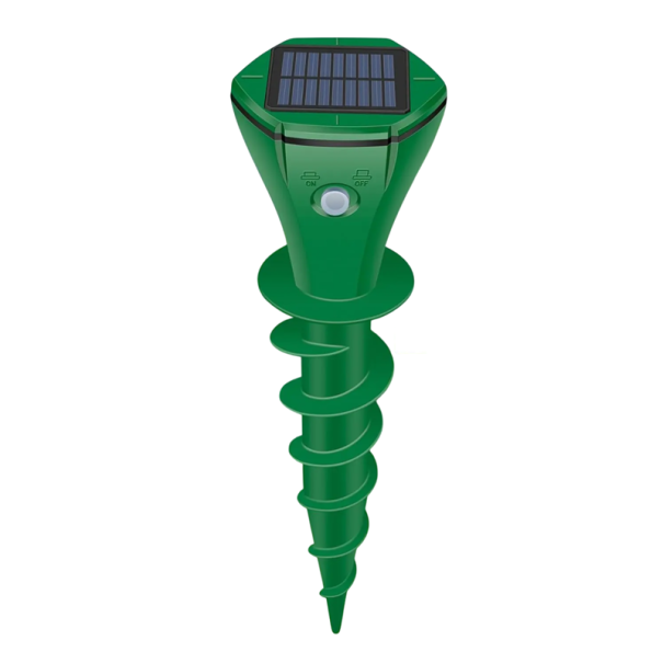 Repelente solar para toupeiras com pinos vibratórios IP65 Repelente ultrassónico contra cobras e ratos de campo Dispositivo de jardinagem com 3 modos 450 m² de alcance 1