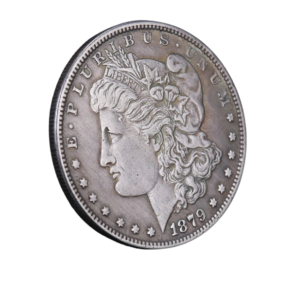 Replică de un dolar din secolul al XIX-lea Monedă comemorativă de un dolar SUA de 3,8 cm 1878, 1879 Statele Unite ale Americii Monedă de metal placată cu argint 1879