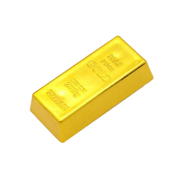 Replika zlaté cihly 6 x 2,7 x 1,5 cm Zarážka na dveře jako zlatá cihla Těžítko ve tvaru zlaté cihly Domácí dekorace jako imitace zlaté cihly 200 g 1