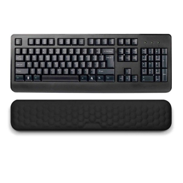 Reposamuñecas ergonómico delante del teclado 440 x 80 x 20 mm Espuma viscoelástica Superficie de masaje Apoya las manos mientras escribe sin dolor negro