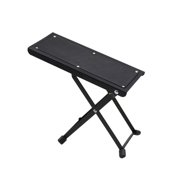 Reposapiés de guitarra regulable en altura Reposapiés metálico plegable 4 posiciones Almohadilla negra antideslizante 25,4x10,2 cm 1