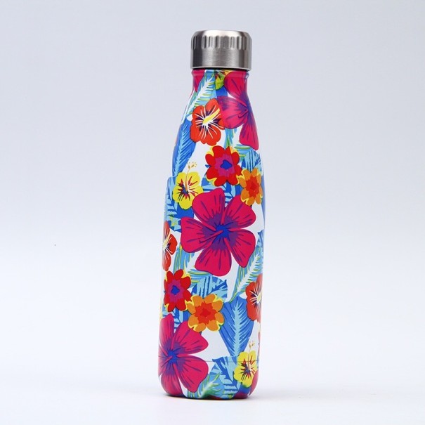 Reseflaska i rostfritt stål med blommotiv 11