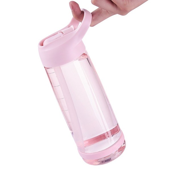 Reseflaska med sugrör rosa M