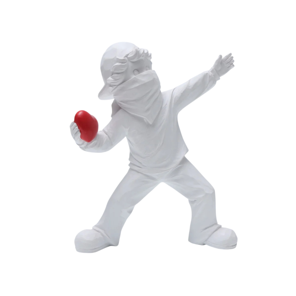 Resin Figurine 18 x 14 cm Man with Flower in Motion – Decorative Flower Thrower Figurine 1