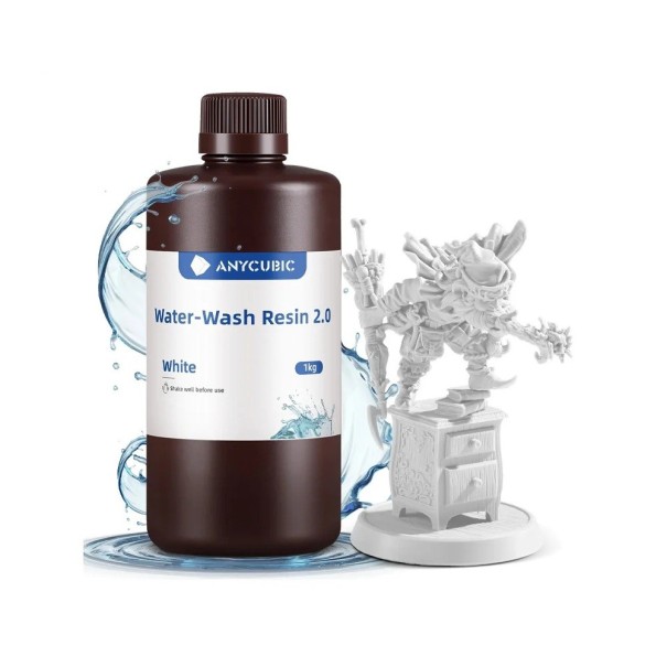 Resina para impresión 3D lavable con agua 1 kg Alta precisión Baja viscosidad Mínimo olor Fácil limpieza estable blanco