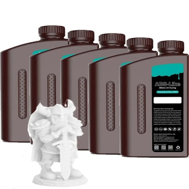 Resina simile ABS 5x 1 kg 405 nm per stampanti 3D LCD Alta precisione Facile modellazione Per modelli dettagliati bianco