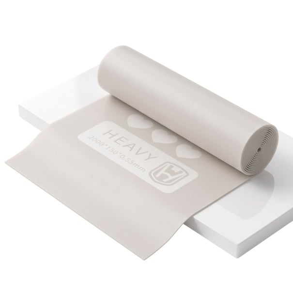 Resistance Band 200 x 15 cm Thickness 0.55 mm Strong Resistance 11.3 kg Beige Band for Strength Training and Stretching for Home Workouts 1
