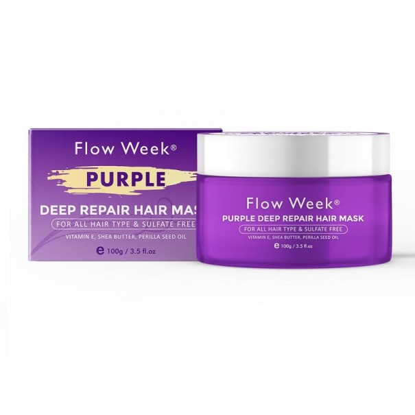 Restoring Purple Hair Mask Fuktgivande hårvård med eteriska oljor Närande hårmask för skadat hår Hårmask med vitamin E, sheasmör och perillaolja 100 g 1