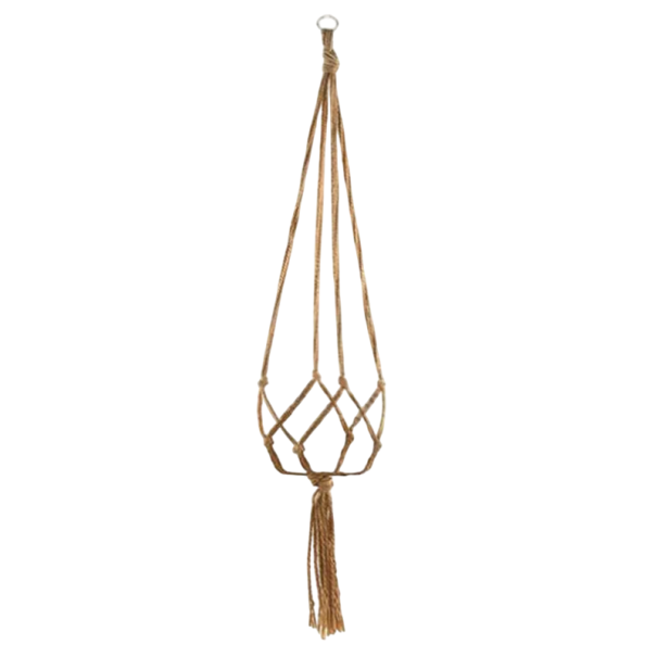 Rete sospesa in canapa per vaso 90 cm Sospensione naturale per fiori Decorazione boho per interni ed esterni 1