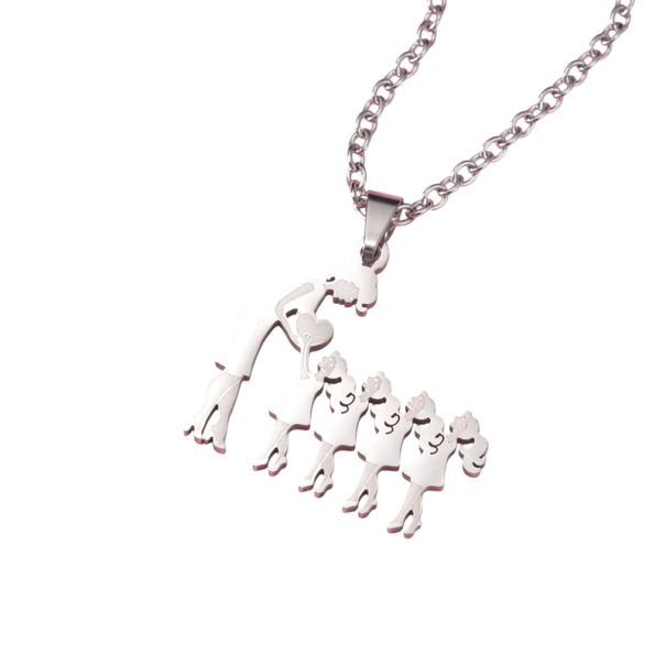 Řetízek s přívěškem Maminka se 4 dcerami Elegantní náhrdelník Symbol rodiny Dárek pro maminku k narozeninám stříbrná