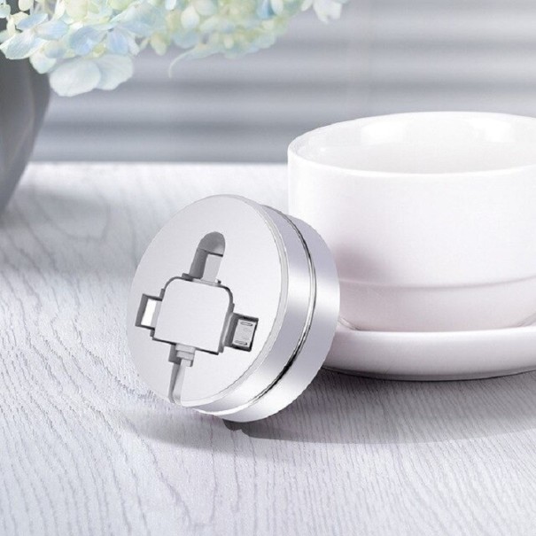 Retractable USB Cable Lightning / Micro USB / USB-C K622 white