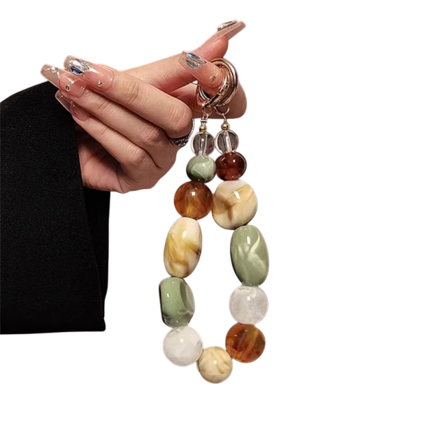 Retro Beaded Phone Bracelet Brown Green Beige Mobile Chain Keyring Bag Pendant Headphone Decorative Accessory 1