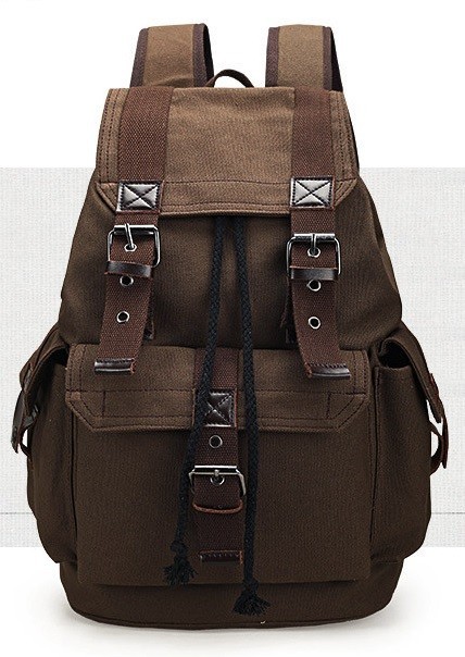 Retro canvas rugzak J2252 koffiekleur