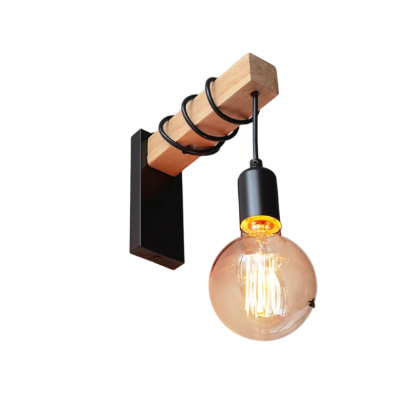 Retro drewniana lampa ścienna LED E27, 220V/110V, przemysłowe oświetlenie do sypialni, łazienek i restauracji 1
