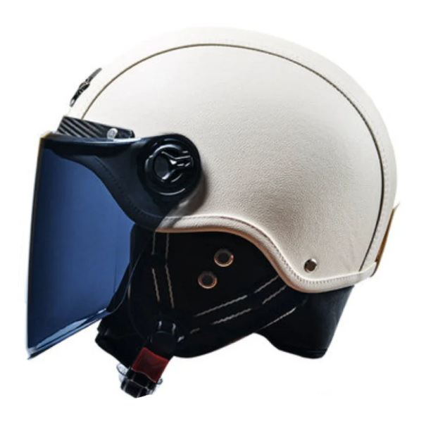 Retro Flip-Up Motorcycle Helmet 55–62 cm ABS Material Tinted Visor Removable Summer and Winter Lining Stylish Open Face Helmet white