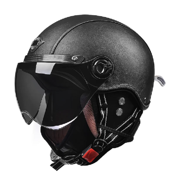 Retro Flip-Up Motorcycle Helmet 55–62 cm ABS Shell Removable Winter and Summer Lining Stylish Motorcycle Helmet with Flip-Up Visor black