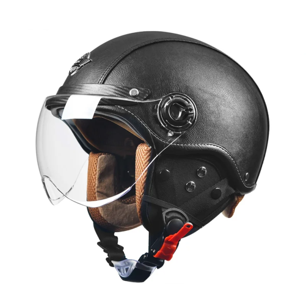 Retro Flip-Up Motorcycle Helmet with Removable Summer and Winter Lining ABS Material Stylish Helmet Size 55–62 cm Safe Riding black