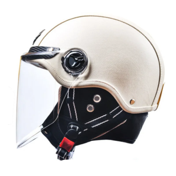 Retro flip-up motorcykelhjelm 55–62 cm Hjelm med udskifteligt sommer- og vinterfor Beskyttende motorcykelhjelm lavet af ABS-materiale hvid
