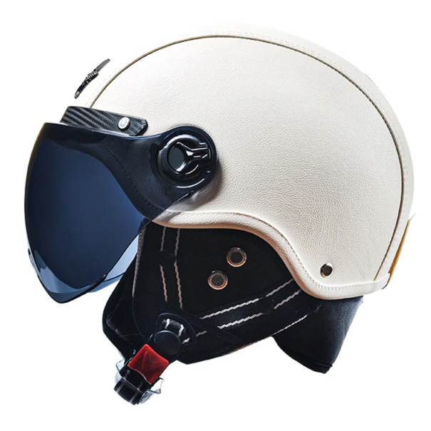 Retro-Klapphelm für Motorrad 55–62 cm ABS-Schale Auswechselbares Winter- und Sommerfutter Stylischer Motorradhelm mit Klappvisier weiß