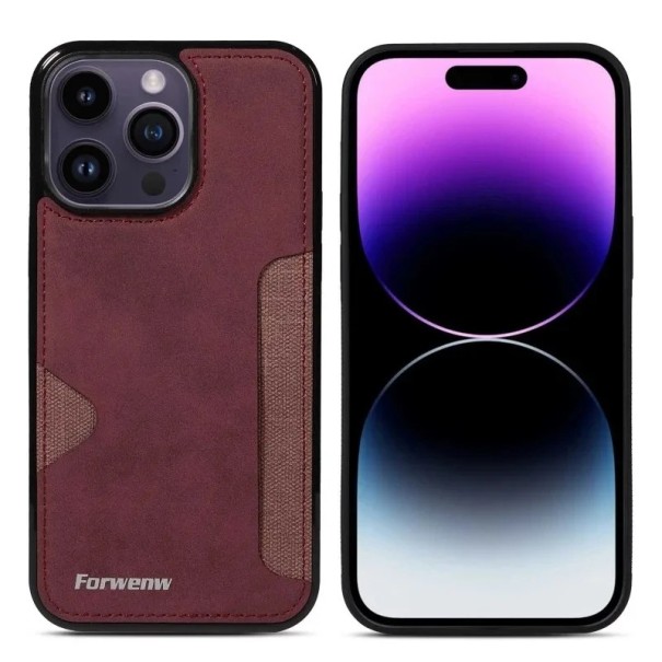 Retro kuori iPhone 17 Korttipussilla Takapussi Keinonahka TPU Suojakuori tyylikkäällä vintage-ulkonäöllä punainen