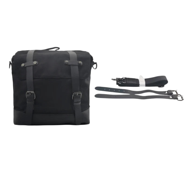 Retro motocyklová brašna vodotěsná velká kapacita 40 × 15 × 30 cm černá boční sedlová taška na motorku vintage styl 1