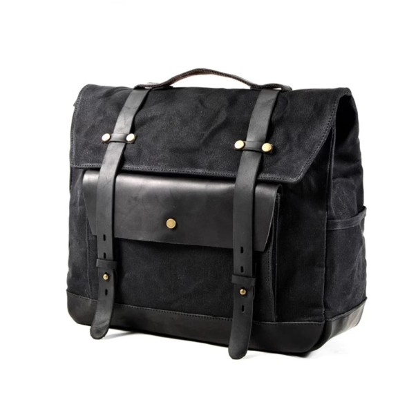 Retro motocyklová brašna vodotesná veľká kapacita 40 × 15 × 30 cm čierna bočná taška na motorku vintage zavazadlo na cestovanie