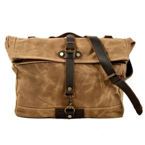 Retro motocyklová brašna vodotesná veľká kapacita 42 × 10 × 29 cm vintage bočná taška na motorku štýlové zavazadlo na cestovanie hnedá