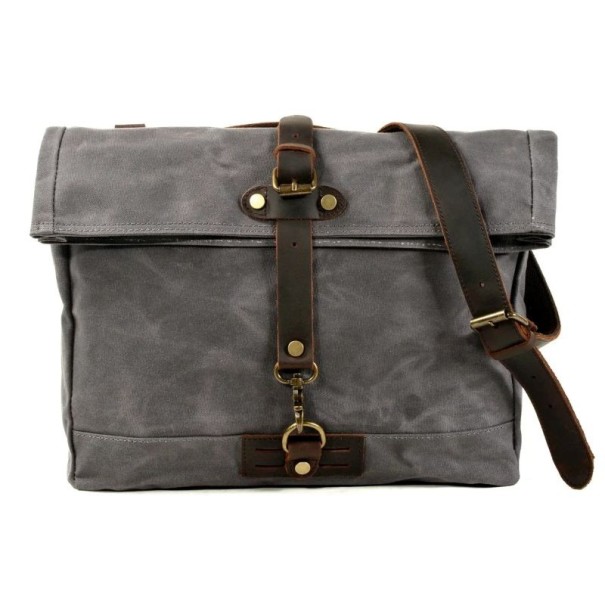 Retro motocyklová brašna vodotesná veľká kapacita 42 × 10 × 29 cm vintage bočná taška na motorku štýlové zavazadlo na cestovanie sivá