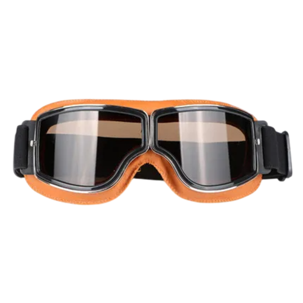 Retro motorbril bruin glas 15 x 5 cm UV-bescherming PC ABS Kunstleer Stijlvolle motorbril Vintage design oranje