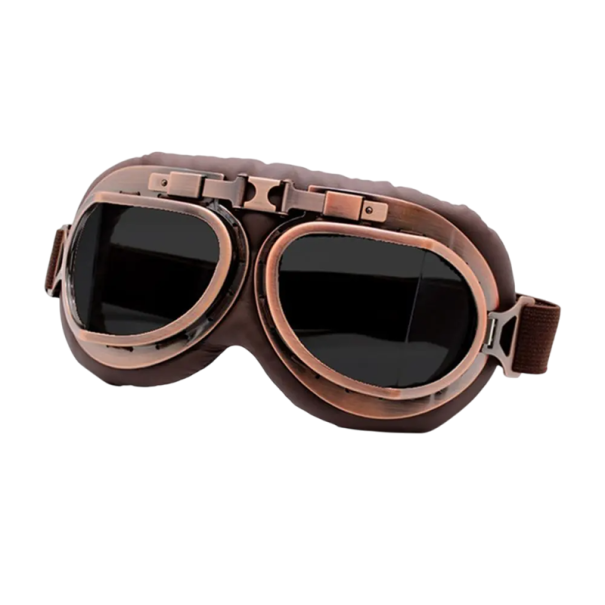 Retro Motorcycle Goggles with Grey Lenses Brown Leather Motorcycle Glasses Protective Goggles Made of ABS PC Foam and Leather for Open Face Helmets 1