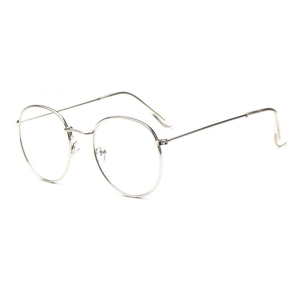 Retro Oval Non-Prescription Glasses silver