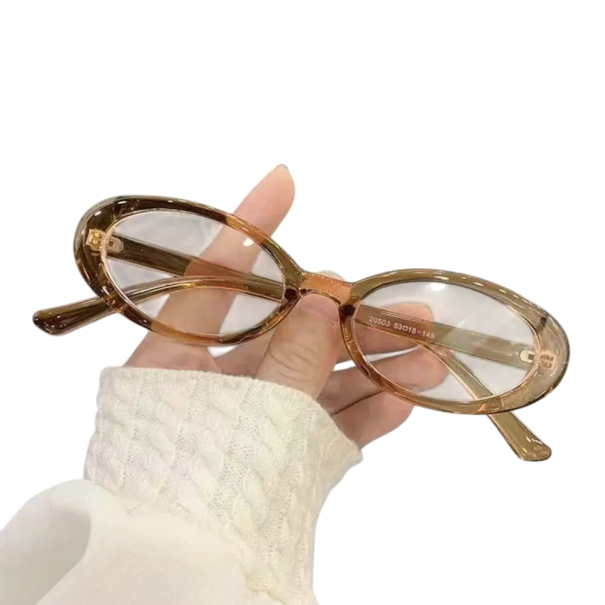 Retro ovale kunststof bril voor dames met blauwlichtfilter Elegante oogbescherming tegen vermoeidheid bij het werken op de computer bruin