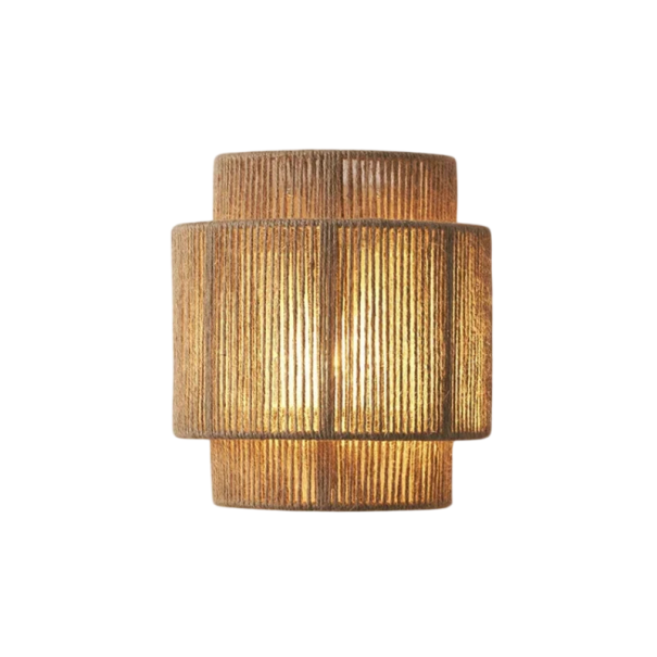Retro Rattan Wandleuchte Mit Geflochtenem Zylindrischen Schirm 25 x 12 x 23 cm E27 Fassung Naturfarbe Für Wohnzimmer Und Schlafzimmer