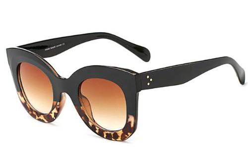 Retro solbriller med brede stel J2967 leopardmønster