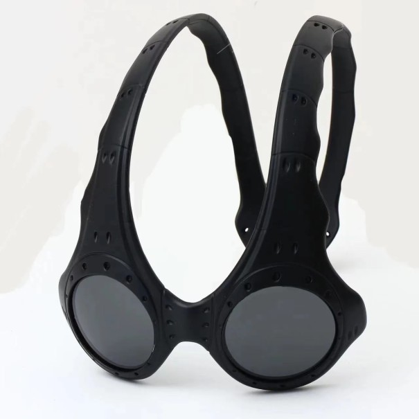 Retro Sportbrille UV400 PC-Linsen TR+Metallrahmen Schwarze Fassung Unregelmäßiges Spiegel-Design Unisex 2