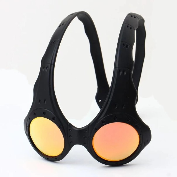 Retro sportovní brýle UV400 PC čočky TR+Metal rám Černé obroučky Nepravidelný zrcadlový design Unisex 5