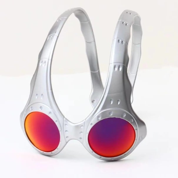 Retro sportovní brýle UV400 PC čočky TR+Metal rám Stříbrně šedé obroučky Nepravidelný zrcadlový design Unisex 1