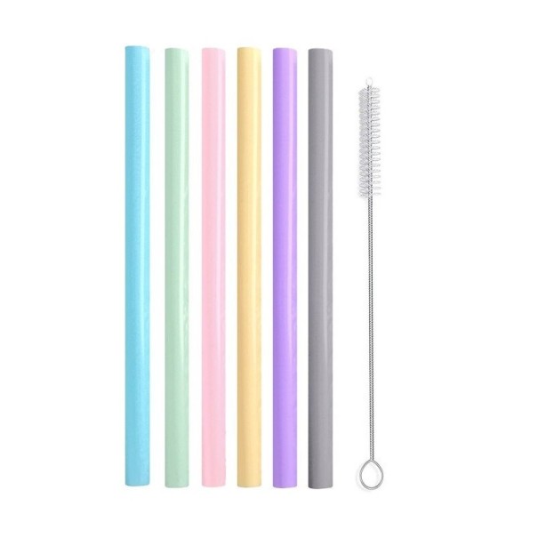 Reusable Straws with Cleaning Brush 10 mm 6 pcs 1