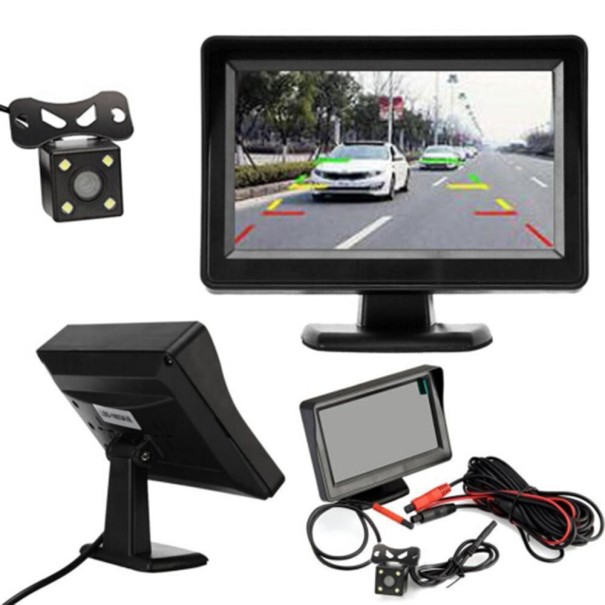 Reversing Camera with 4.3 Inch Car Monitor Parking Kit with 16:9 Display 170° Field of View IP67 Rating NTSC and PAL 12 V Power Supply 1