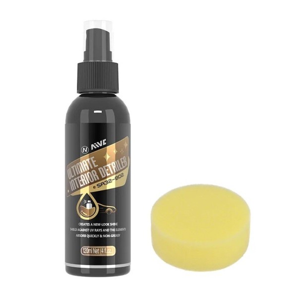 Revitalizador de plásticos e pele 120 ml Esponja incluída Restauração de plásticos e pele Autocuidado Cuidados interiores do carro Limpeza de plásticos 1