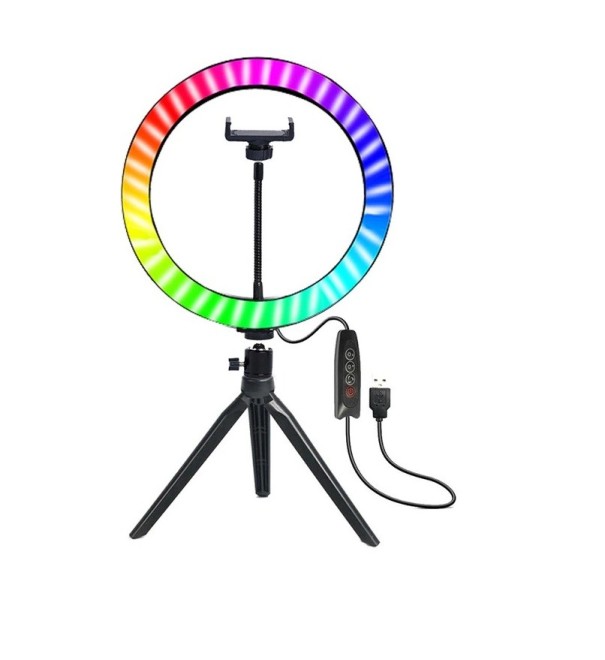 RGB LED kruhové světlo 26 cm se stativem 19 cm