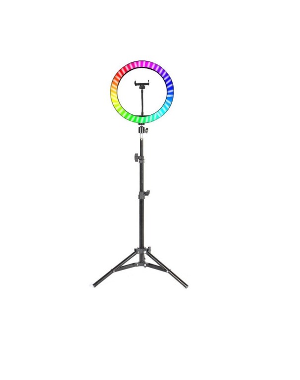 RGB LED ringlamp 26 cm met statief 120 cm