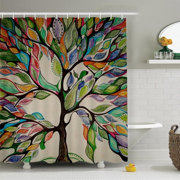 Rideau de douche arbre multicolore L