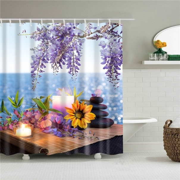 Rideau de douche avec motif de méditation S 1
