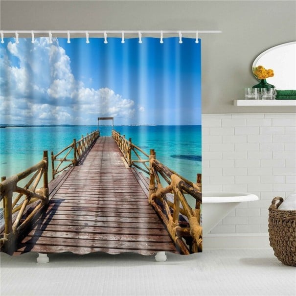 Rideau de douche avec motif de plage L 3