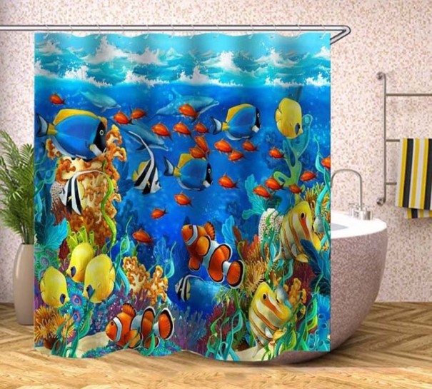 Rideau de douche avec motif marin L 2